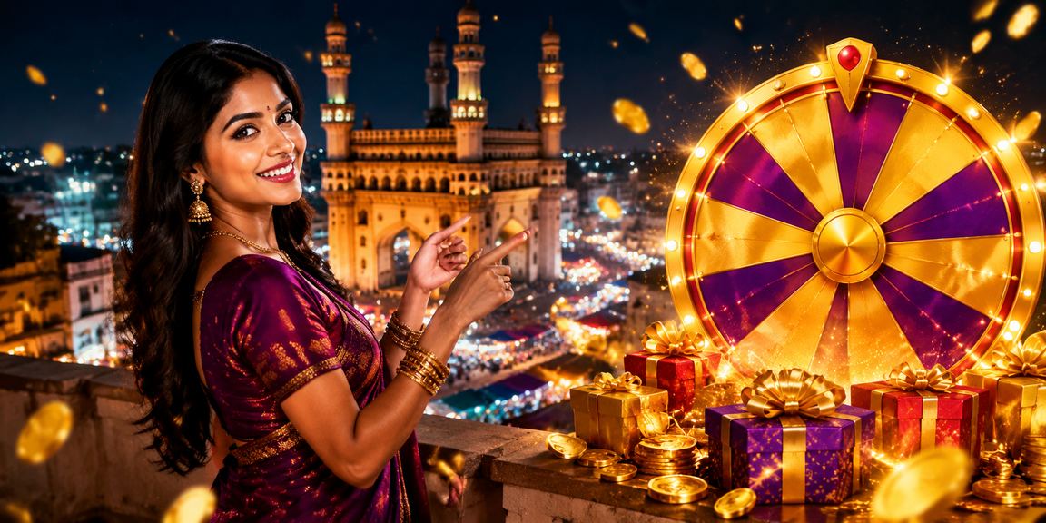 Live lottery draw and roulette games in Hyderabad market at night